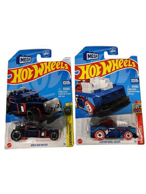 Hot Wheels Brick and Motor Blue & Custom Small Block Blue/ Fits Lego/Mega Lot
